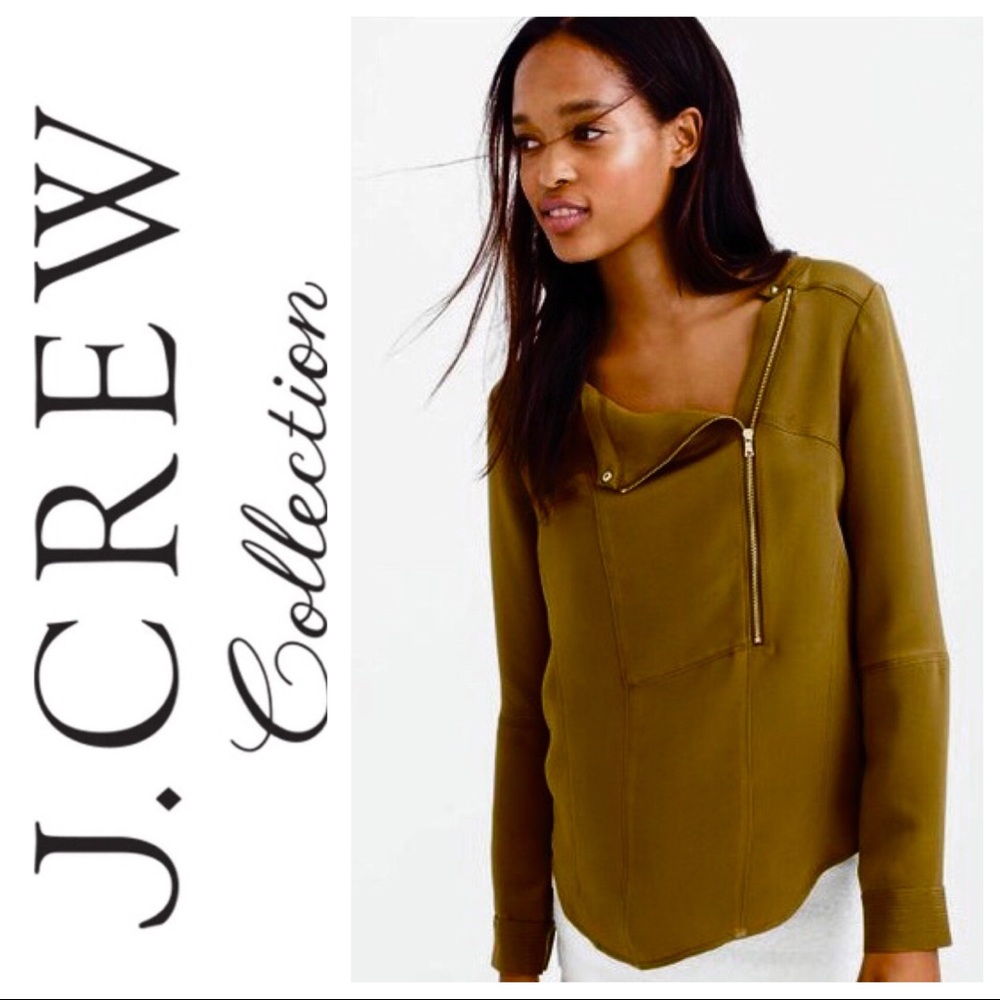 J Crew Collection Luxe Silk Moto Top